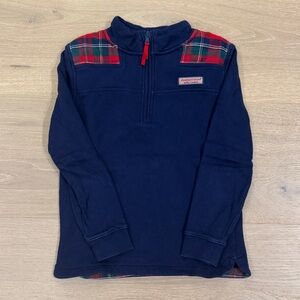 Vineyard Vines Kids Navy Sweatshirt with Red Plaid Accents